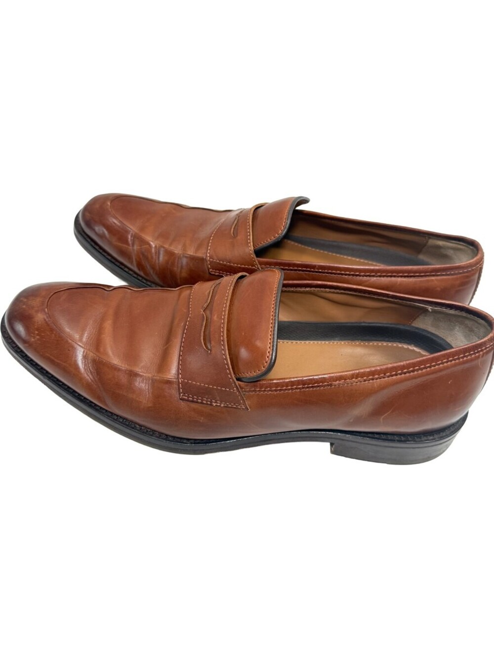 Johnston & Murphy Meade Penny Italian Calfskin Leather Brown Loafer Mens 9.5 M